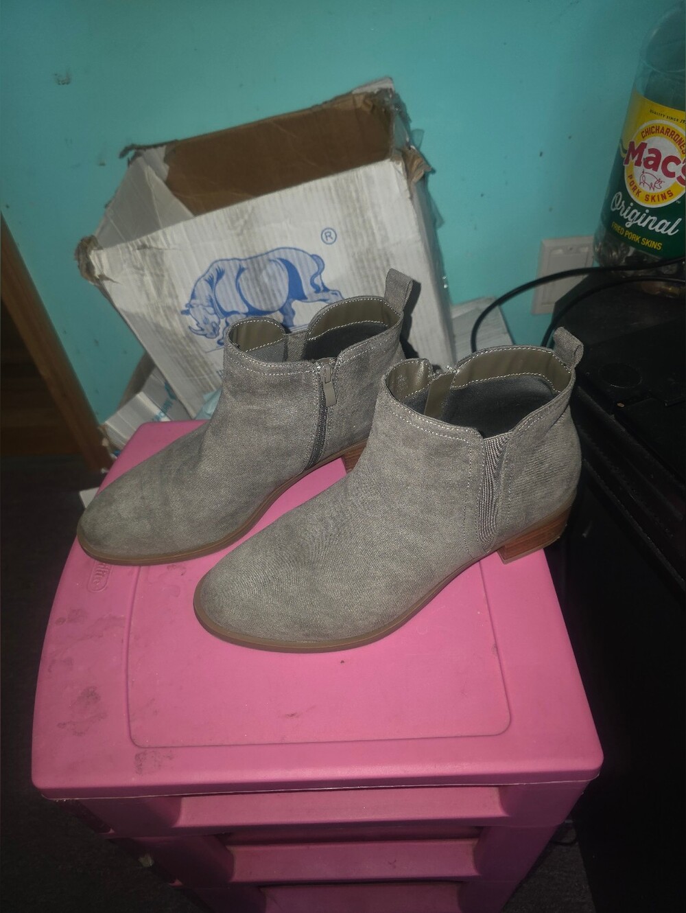 10W * Torrid * Grey Seuded Ankle Zip Up Boots
